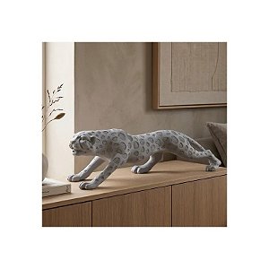 Estátua Decorativa de Pantera 60 cm Cinza
