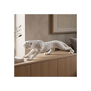 Estátua Decorativa de Pantera Branca 60 CM