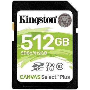 Cartão de Memória Kingston 512GB Canvas Select Plus - 100Mb/s