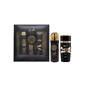Kit Perfume Lattafa Asad Edp 100ML + Spray Corporal 200ML - Masculino 2 Peças
