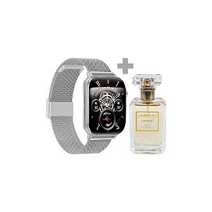 Kit Relógio G-Tide S6 Pro com Bluetooth - Prata/Cinza + Perfume Ambos 30 ML