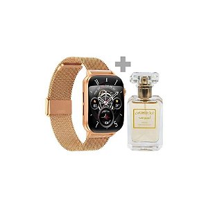 Kit Relógio G-Tide S6 Pro com Bluetooth - Dourado/Rosa + Perfume Ambos 30 ML