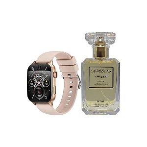 Kit Smartwatch G-Tide S6 Pro Coleção Perfume - Bluetooth - Pulseiras Extras - Dourado + Perfume Ambos - Eau de Parfum - Unissex - 30ML