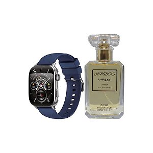 Kit Smartwatch G-Tide S6 Pro Coleção Perfume - Bluetooth - Pulseiras Extras - Prata + Perfume Ambos - Eau de Parfum - Unissex - 30ML