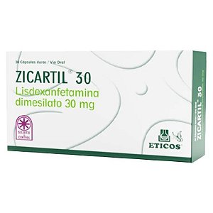 Zicartil 30 Lisdexanfetamina Dimesilato 30mg (30 Cápsulas)