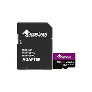 Cartão de Memória Micro SD Keepdata Neo X 256GB 95MBS - KDMSDC10U3V30A1/256