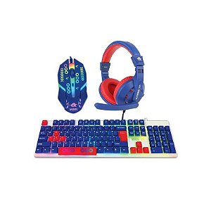 Kit de Teclado Vivitar Lvlup + Mouse GAM745211-BLU-STK-6 Sonic 3 + Fone de Ouvido