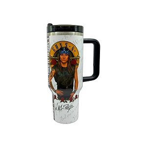 Copo Térmico Weedoo Guns Axl Rose 1,2L com Canudo - Branco/Preto