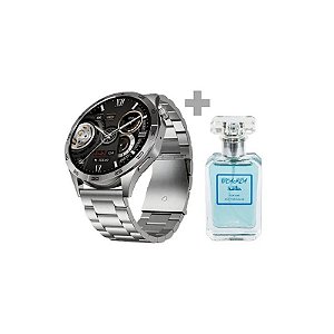Kit Relógio G-Tide Power com Bluetooth Prata + Perfume Tcakca 30 ML