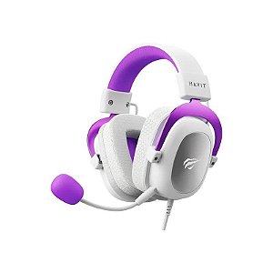 Fone de Ouvido Gamer Havit H2002D 3.5 MM - Branco/Roxo