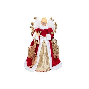 Figura Anjo de Natal Vermelho/Bronze/Dourado 40cm