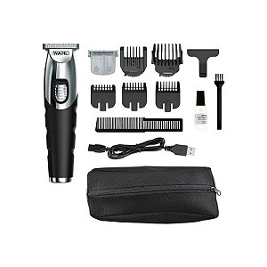 Kit Aparador de Barba Wahl 3025819 2 em 1 - Prata/Preto 13 Peças