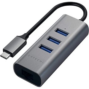 Hub USB Satechi ST-TC2N1USB31AM Cinza Adaptador de Cabo USB-C 2 em 1 Ethernet e USB
