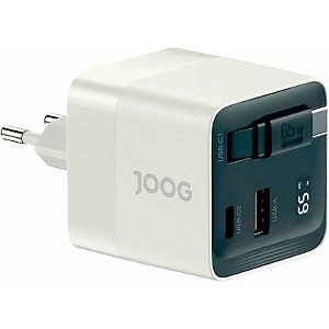 Carregador de Parede Joog PD Charger VC65 65W UltraFast USB-A+USB-C+cabo USB-C retrátil