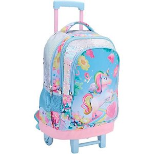 Mochila Escolar Unicórnio com Rodas Filgo MO25-T3D-010