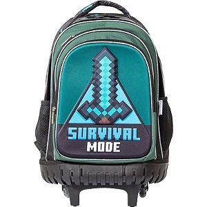 Mochila Escolar Minecraft com Rodas M34-220200 (Preto/Verde)
