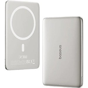 Carregador Portátil Baseus PicoGo Qi2 5000mAh 20W - Powerbank Magnética Natural Titanium
