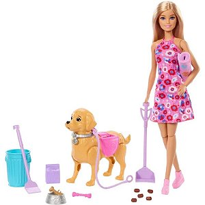 Boneca Barbie Família e Amigos Cachorrinho Anda Mattel - JJB46