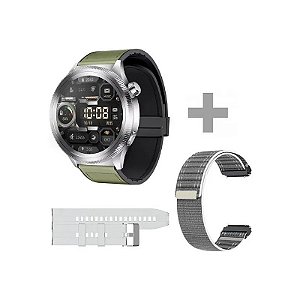 Relógio G-Tide R80 Pro com Bluetooth - Prata/Verde + 2 Pulseiras