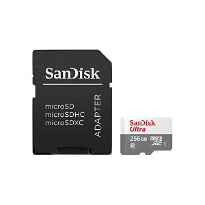 Cartão de Memória Sandisk Ultra SDSQUNR-256G-GN6TA - 256GB - Micro SD com Adaptador - 100MB/s