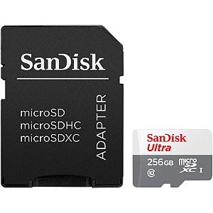 Cartão de Memória Sandisk MicroSDXC Ultra UHS-I 256GB 100MB/s 2 Peças