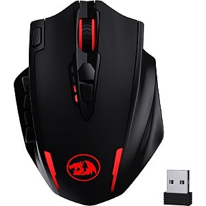 Mouse Gamer Redragon Impact Elite M913 RGB Sem Fio USB Preto
