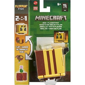 Figura Minecraft Abelha + Vaso de Flores 2em1 Mattel - HTL51