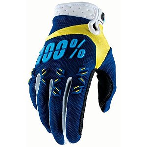 Luva para Moto 100% Airmatic Gloves L 10004-072-12 - Azul escuro/ Amarelo