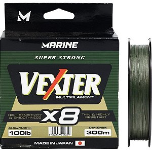 Linha Multifilamento Marine Sports Vexter X8 Verde Escuro 0,48mm 100lb 300m
