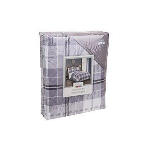 Jogo de Cobre-Leito Home Accents Queen Cinza 3 Peças