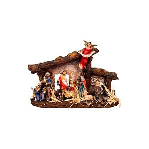 Presépio Figura do Nascimento Em Casa com Anjo 29CM