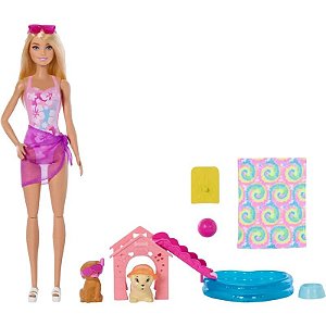 Boneca Barbie Festa na Piscina com Cachorro Mattel - JBF35