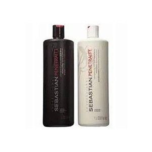 Kit Shampoo Sebastian 1L + Condicionador Penetraitt 1L Profissional