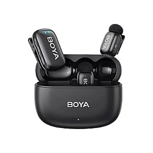Microfone Sem Fio Boya MINI-18 (2TX+1RX) Para Câmera 3.5 MM - Preto