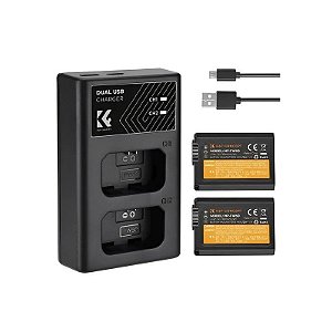 Kit de Bateria e Carregador K&F NP-FW50 para Sony (KF28.0015) - Preto
