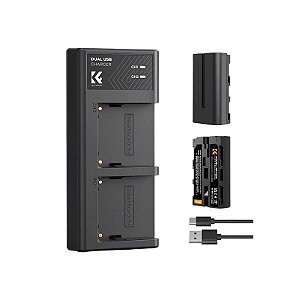Kit Baterias + Carregador Duplo K&F para Sony NP-F550 - Preto (KF28.0046)