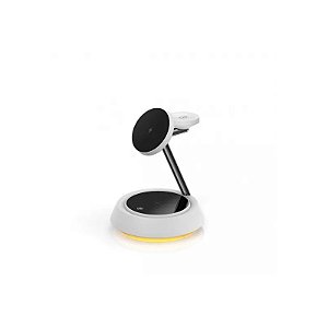 Carregador Wiwu WI-W002 Power Air, 3 em 1, Toque, Luz Noturna, 15W 2A, Sem Fio - Branco