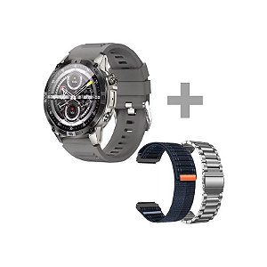 Relógio G-Tide R6 Pro com GPS/Bluetooth - Cinza/Azul + 2 Pulseiras