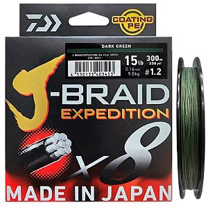 Linha Multifilamento Daiwa J-Braid Expedition X8 0.16mm 15lb 300m