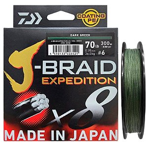 Linha Multifilamento Daiwa J-Braid Expedition X8 0,35mm 70lb 300m