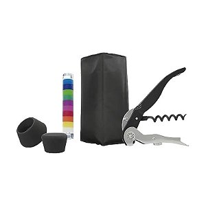 Kit de Acessórios para Vinhos e Espumantes Pulltex Black - 107-834-00 (5 peças)