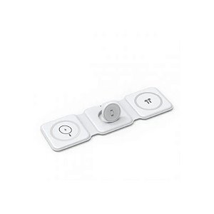 Carregador Wiwu M6 Power Air, 3 Em 1, Dobrável, 15W 3A, Sem Fio - Branco