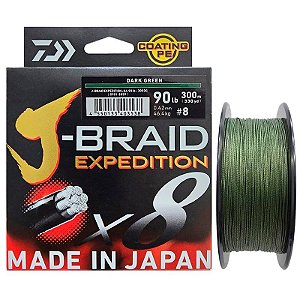 Linha Multifilamento Daiwa J-Braid Expedition X8 0.42mm 90lb 300m