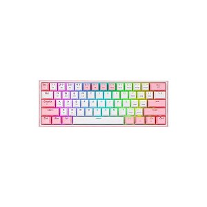 Teclado Gamer Redragon Fizz Pro K616-RGB USB-C Sem Fio - Branco e Rosa