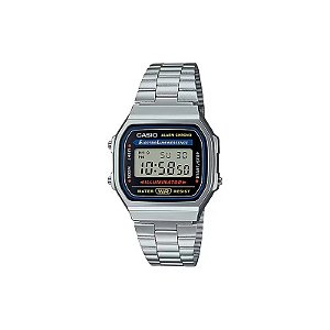 Relógio Casio Vintage A168WA-1WDF Digital Unissex Prata