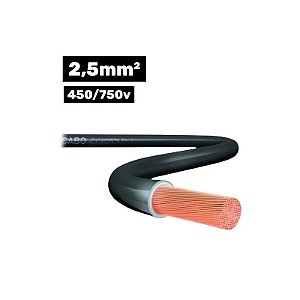 Cabo Flexsil 450/750V 1x2,5 mm 100 m Preto