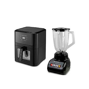 Kit Fritadeira Airfryer Foxbox AERIS-8000-NV 110V + Liquidificador MO-LC56 220V