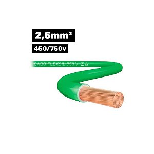 Cabo Flexsil 450/750V 1x2,5MM 100M Verde