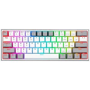Teclado Gamer Redragon K616-RGB FIZZ PRO Branco/Cinza (Inglês - 3 Modos)