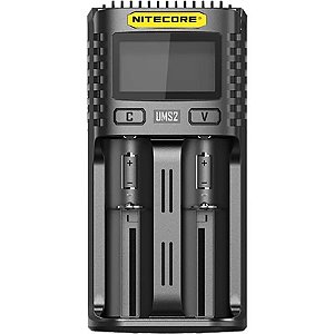 Carregador de Baterias Nitecore UMS2 AA/AAA/AAAA/C/D Ni-MH e Li-ion - Bivolt
